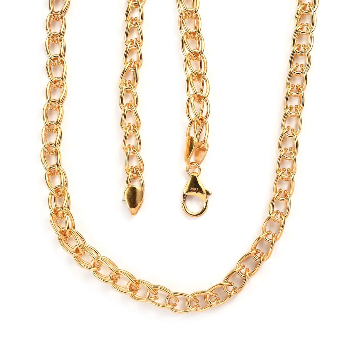 Vermeil Yellow Gold Over Sterling Silver 5.5mm Interlocking Chain Necklace 20 Inches 28.25 Grams image number 3