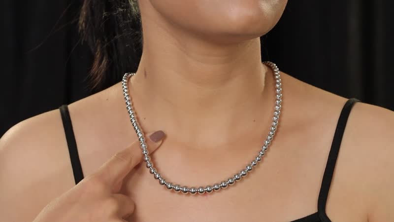 Doorbuster Platinum Over Sterling Silver 6.8mm Beaded Necklace (20 Inches) (25.05 g)