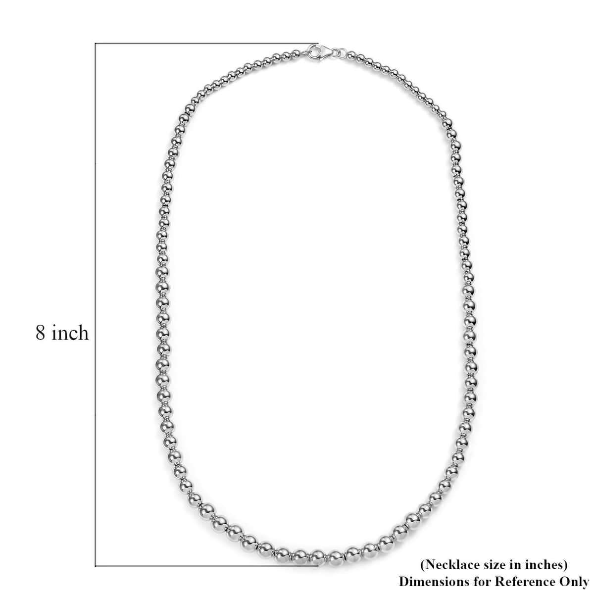 Platinum Over Sterling Silver 6.8mm Beaded Necklace 20 Inches 25.05 Grams image number 5