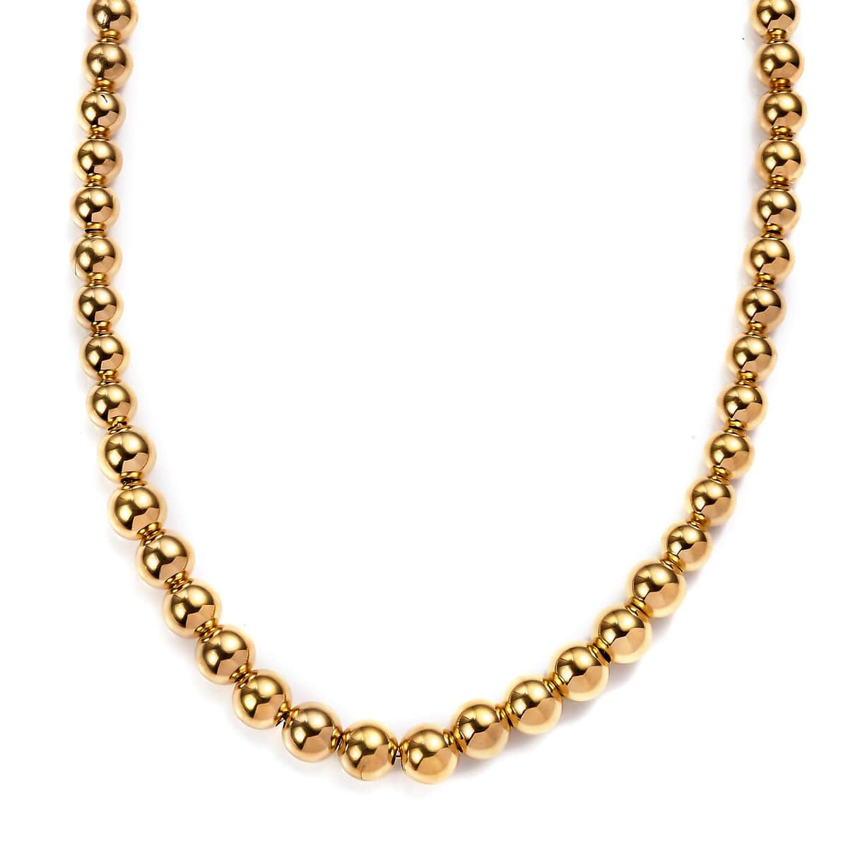 Vermeil YG Over Sterling Silver 6.8mm Beaded Necklace (20 Inches) (25.05 g) image number 0