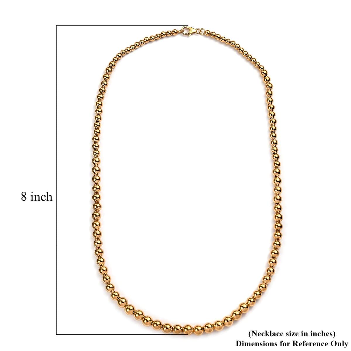 Vermeil YG Over Sterling Silver 6.8mm Beaded Necklace (20 Inches) (25.05 g) image number 5