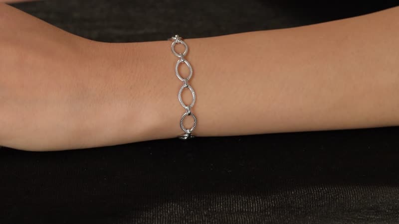 Doorbuster Platinum Over Sterling Silver Fancy Link Chain Bracelet (7.25 In) 7.00 Grams