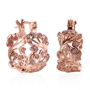 Natural Pink Diamond Hoop Earrings in Vermeil Rose Gold Over Sterling Silver 0.25 ctw