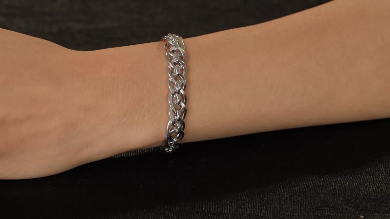 Doorbuster Platinum Over Sterling Silver Fancy Cain Bracelet (7.25 In) 16.60 Grams