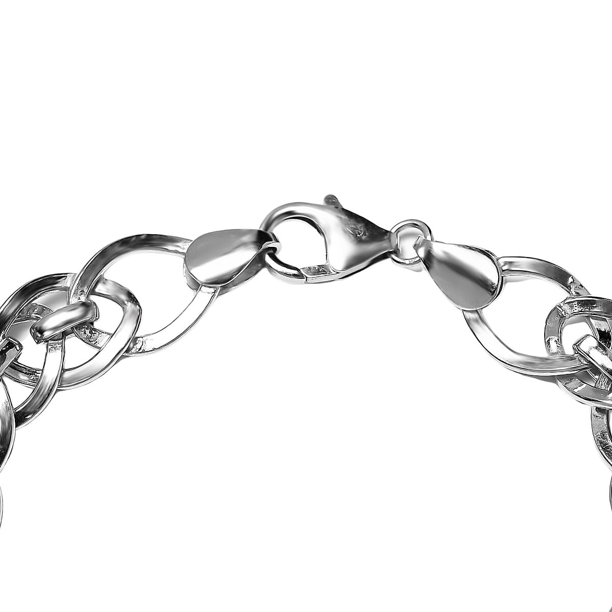 Doorbuster Platinum Over Sterling Silver Fancy Cain Bracelet (7.25 In) 16.60 Grams image number 3