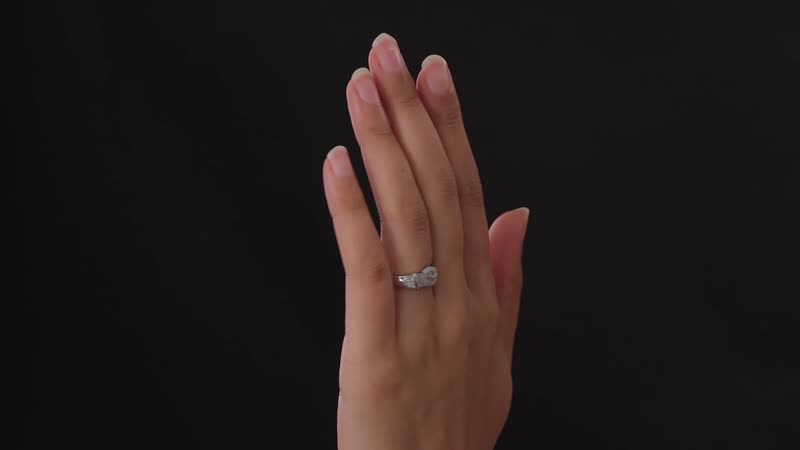 Diamond Buckle Ring in Platinum Over Sterling Silver (Size 10.0) 0.25 ctw