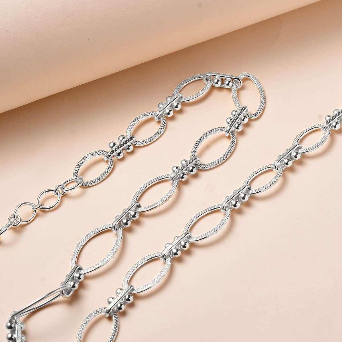 Doorbuster Platinum Over Sterling Silver Fancy Oval Link Chain Necklace (20 Inches) (20.80 g) image number 1