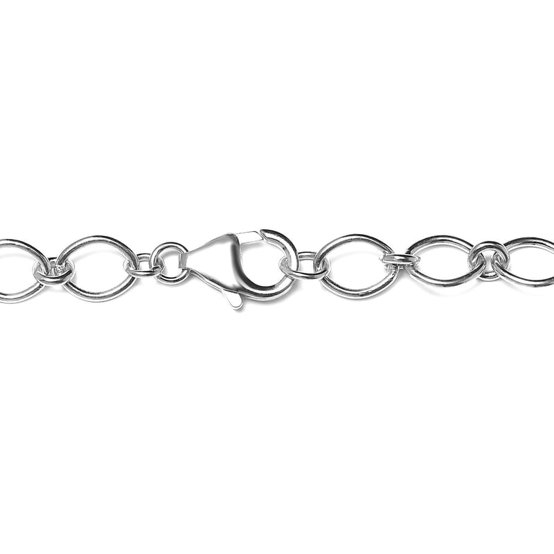 Platinum Over Sterling Silver Fancy Oval Link Chain Necklace 20 Inches 20.80 Grams