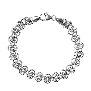 Platinum Over Sterling Silver Fancy Chain Bracelet (7.25 In) 14.30 Grams