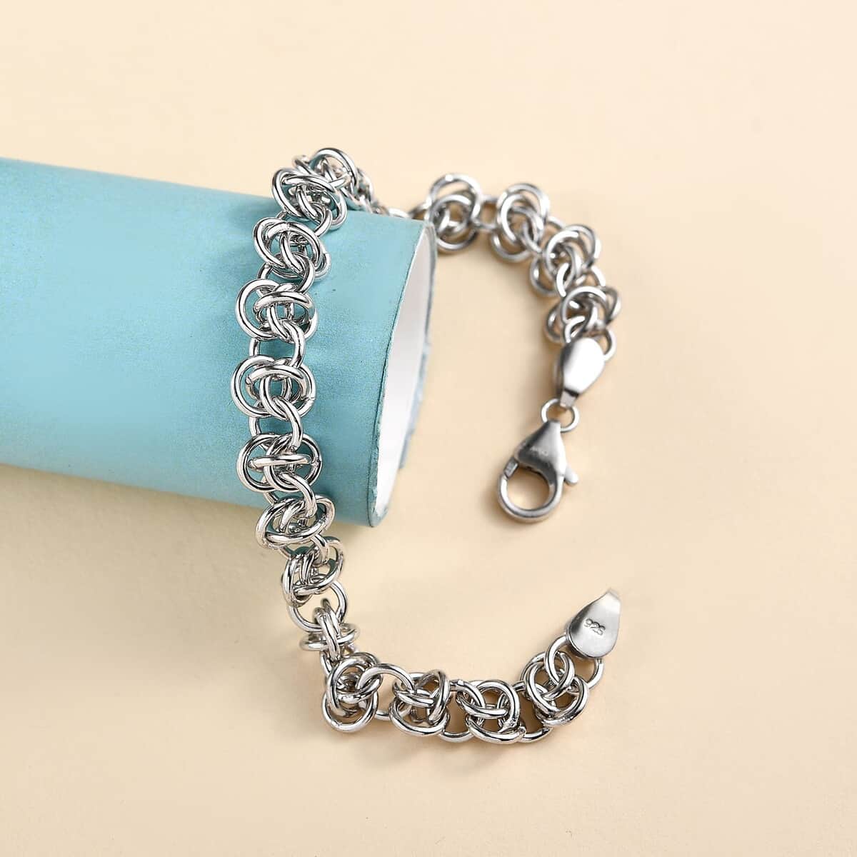 Doorbuster Platinum Over Sterling Silver Fancy Chain Bracelet (7.25 In) (14.30 g) image number 1
