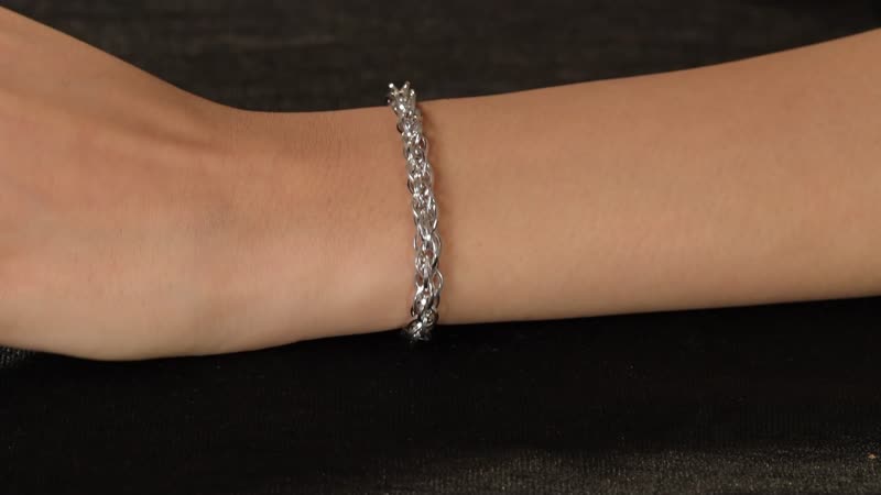Doorbuster Platinum Over Sterling Silver Interlocking Chain Bracelet (7.25 In) (12.85 g)