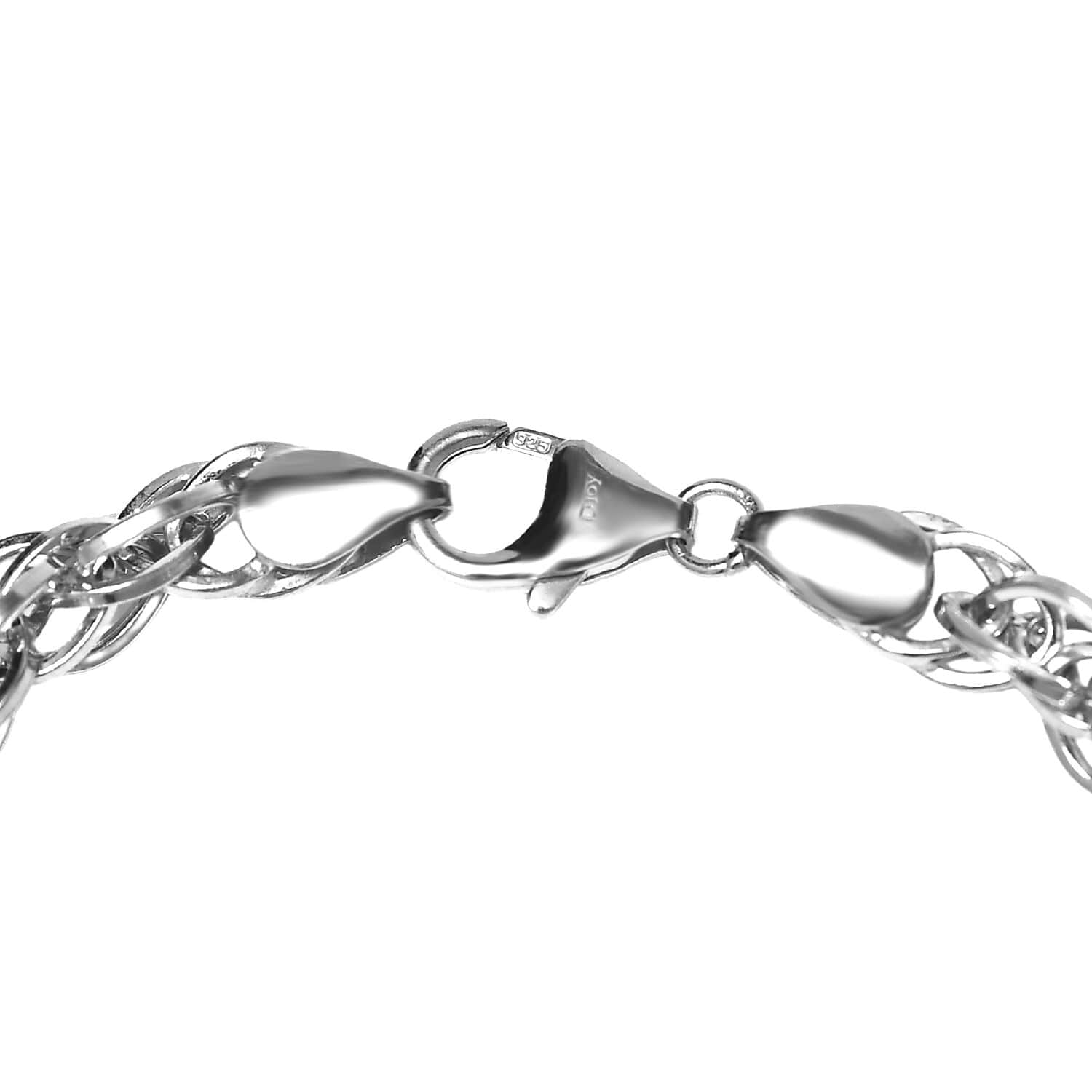 Platinum Over Sterling Silver Interlocking Chain Bracelet (7.25 In) 12.85  Grams