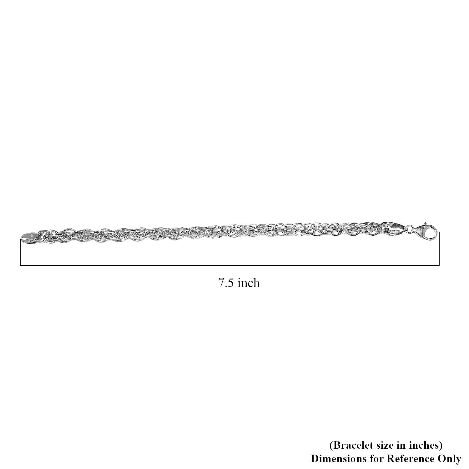 Platinum Over Sterling Silver Interlocking Chain Bracelet (7.25 In) 12.85 Grams