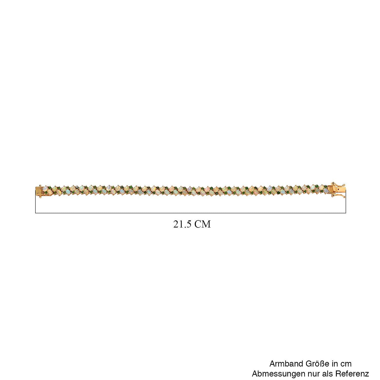 Ethiopian Welo Opal and Chrome Diopside 13.44 ctw Bracelet in 18K Vermeil Yellow Gold Over Sterling Silver (8.0 In)