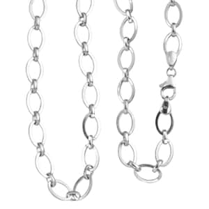 Platinum Over Sterling Silver Necklace 20 Inches 21.40 Grams
