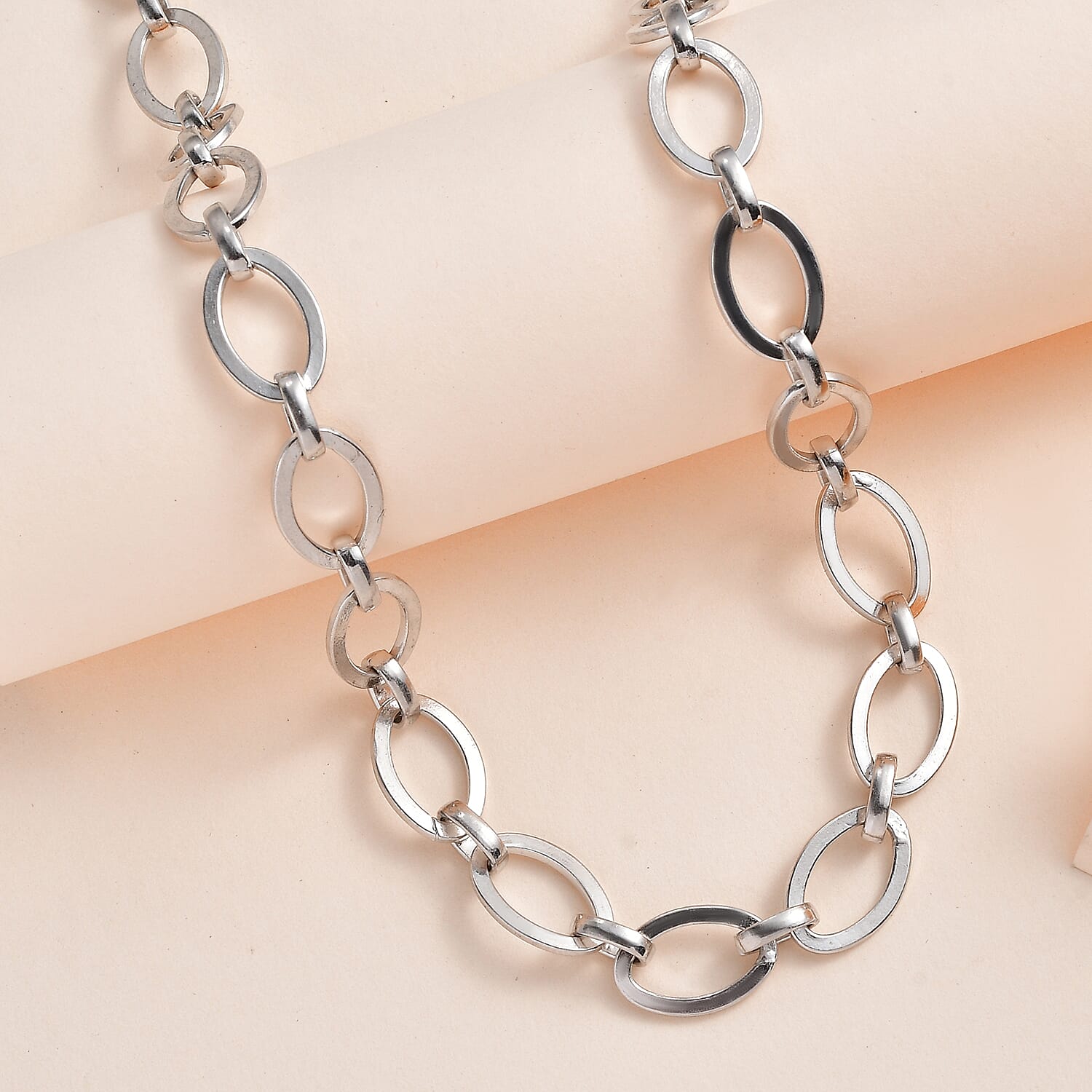 Platinum Over Sterling Silver Necklace 20 Inches 21.40 Grams