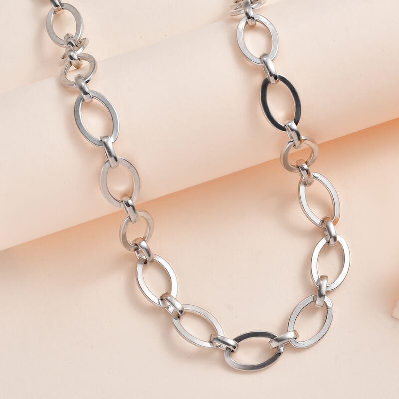 Platinum Over Sterling Silver Necklace 20 Inches 21.40 Grams