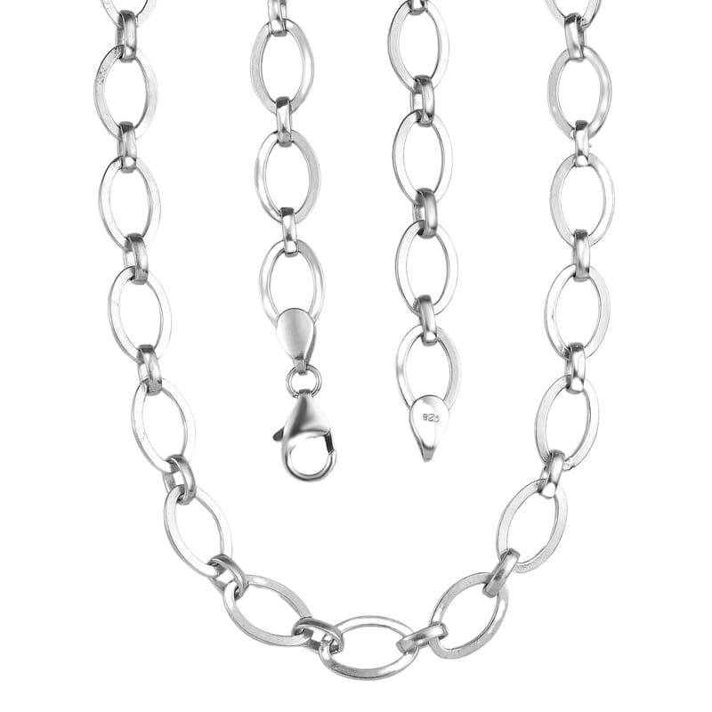 Platinum Over Sterling Silver Necklace 20 Inches 21.40 Grams