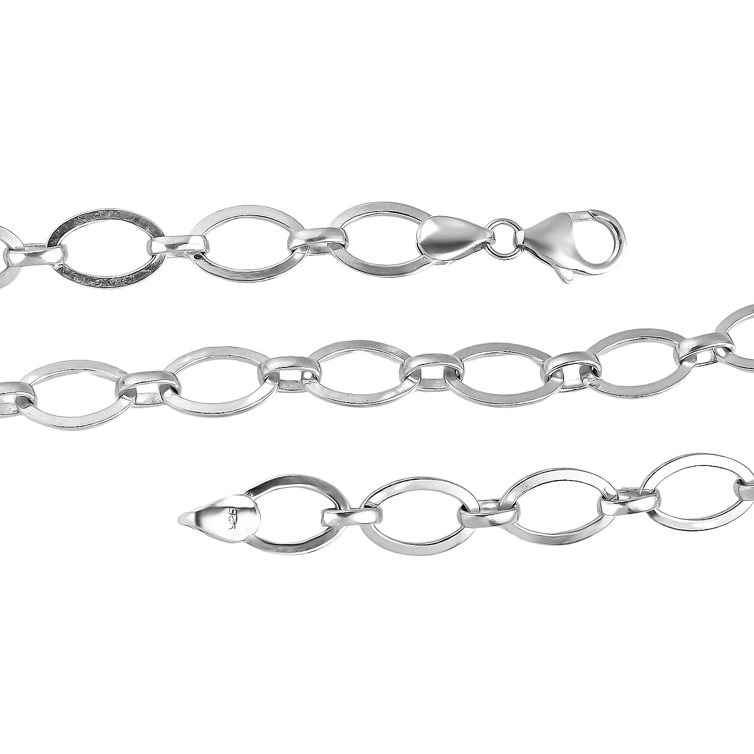 Platinum Over Sterling Silver Necklace 20 Inches 21.40 Grams