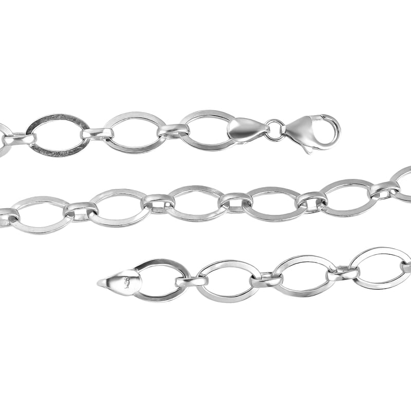 Platinum Over Sterling Silver Necklace 20 Inches 21.40 Grams