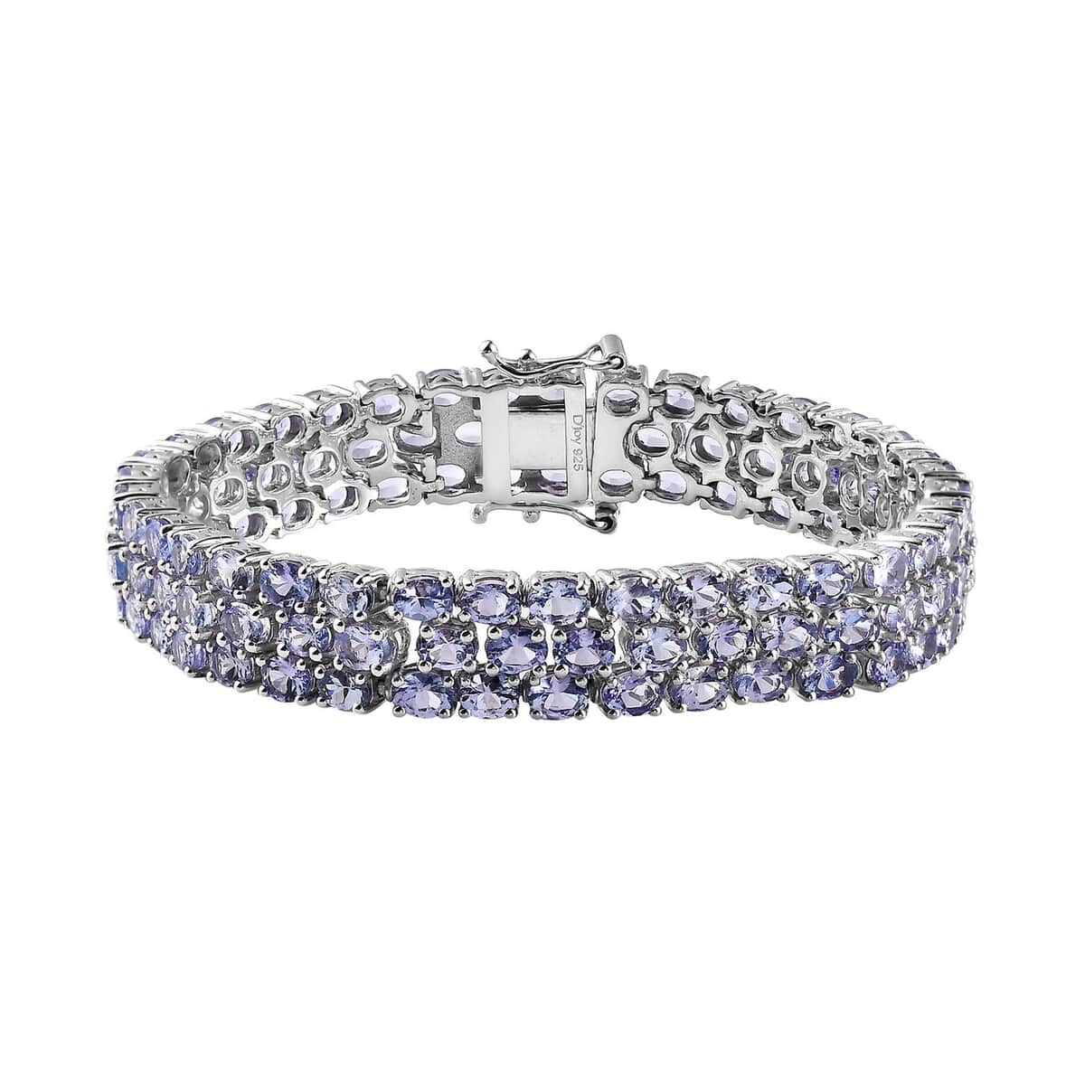 Tanzanite Three-Row Bracelet in Platinum Over Sterling Silver (6.50 In) (Del. in 7-10 Days) 22.25 ctw image number 0
