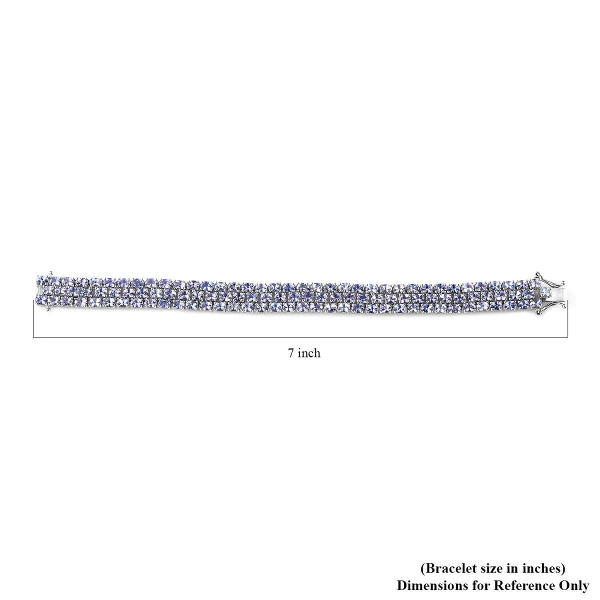 Tanzanite Three-Row Bracelet in Platinum Over Sterling Silver (6.50 In) (Del. in 7-10 Days) 22.25 ctw image number 4
