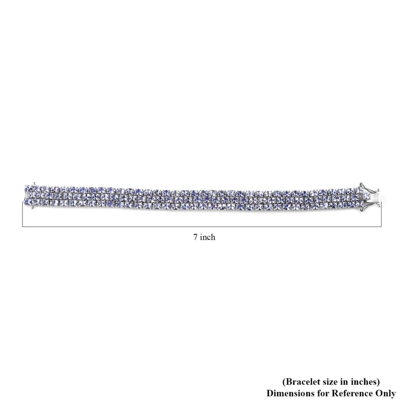 Tanzanite Three-Row Bracelet in Platinum Over Sterling Silver (6.50 In) 23.35 ctw