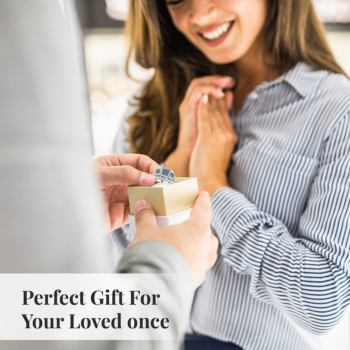 Blue Diamond (IR), White Diamond Ring in Platinum Over Sterling Silver (Size 10.0) 1.00 ctw image number 5