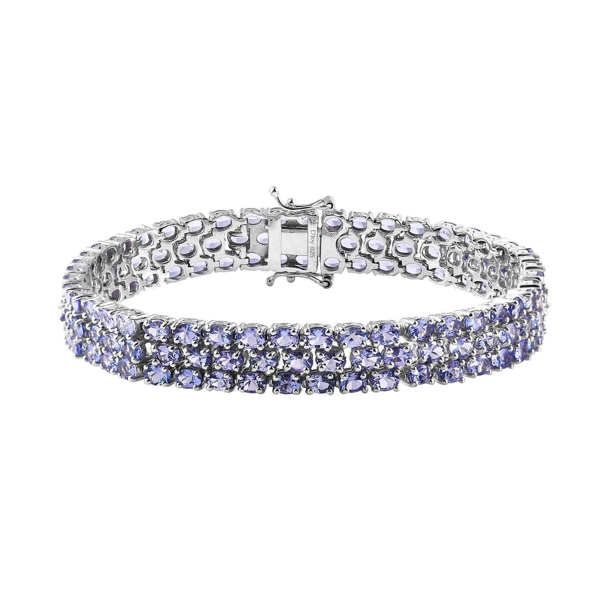 Tanzanite Three-Row Bracelet in Platinum Over Sterling Silver (8.00 In) 27.75 ctw image number 0