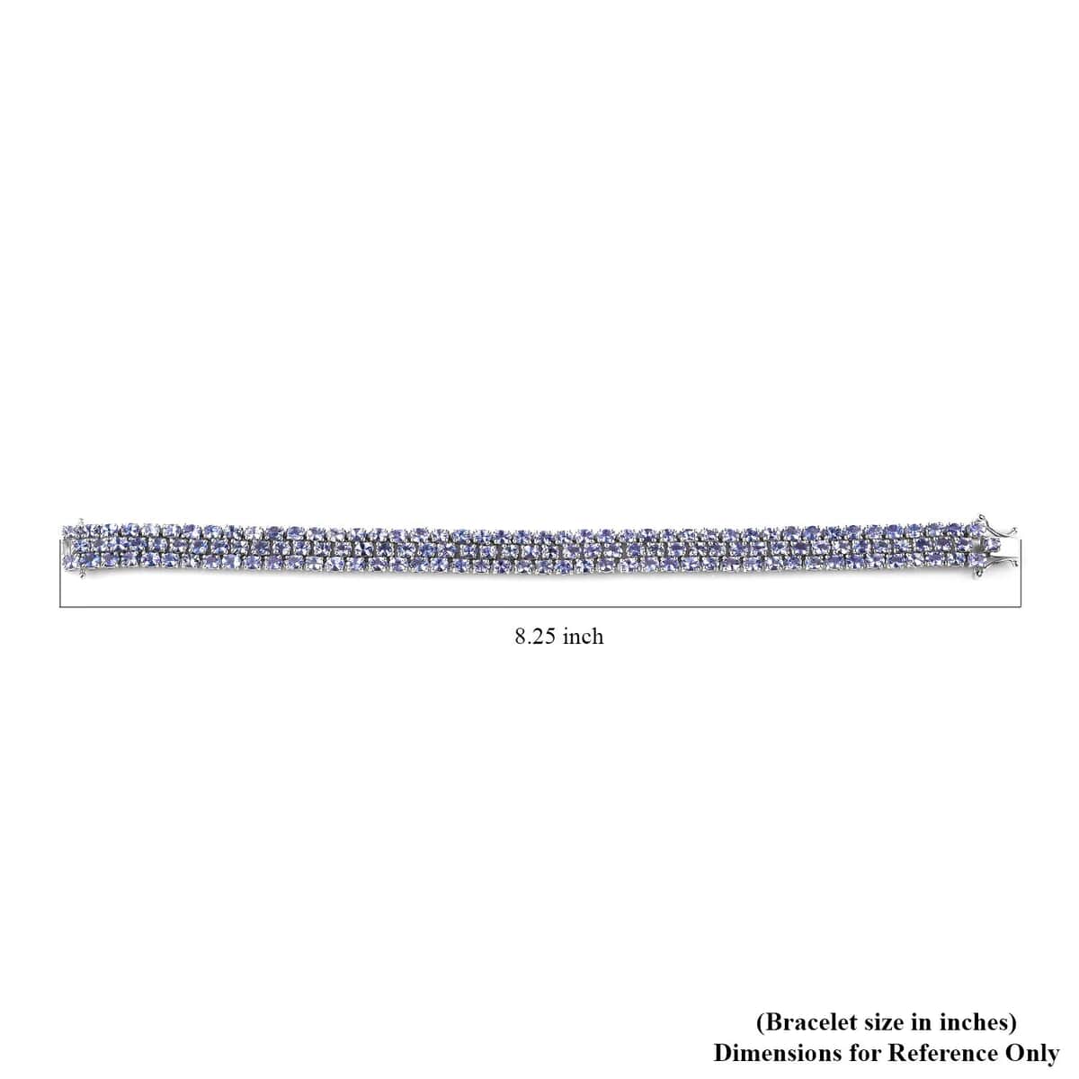 Tanzanite Three-Row Bracelet in Platinum Over Sterling Silver (8.00 In) 27.75 ctw image number 4