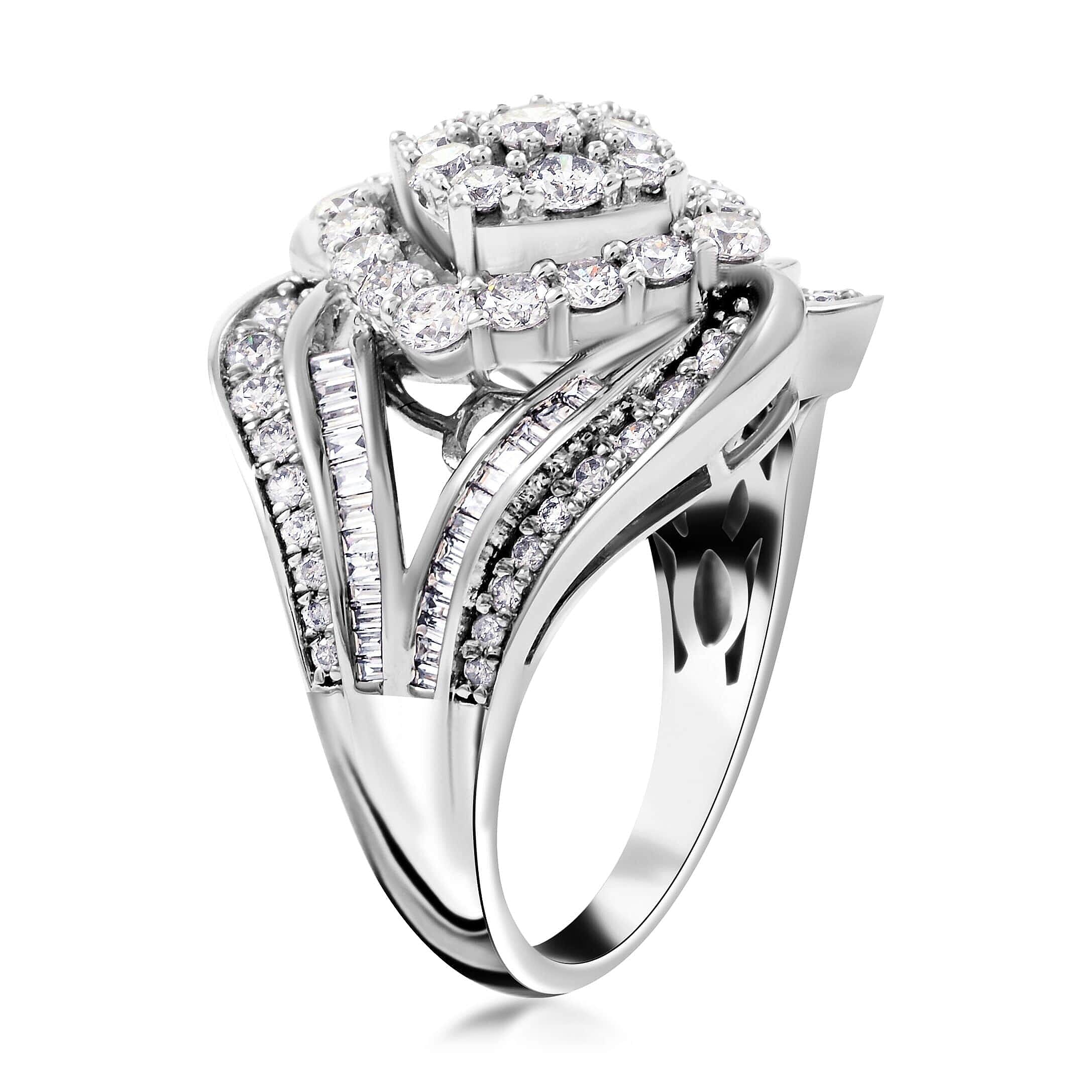 10K White Gold H-I I2-I3 Diamond Ring (Size 7.0) 7.50 Grams 2.00 ctw