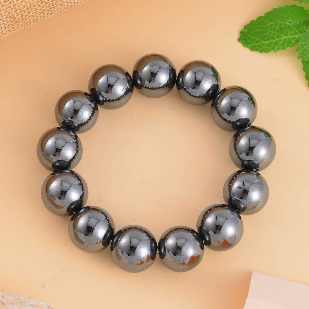 Hematite 715.00 ctw Beaded Stretch Bracelet image number 1