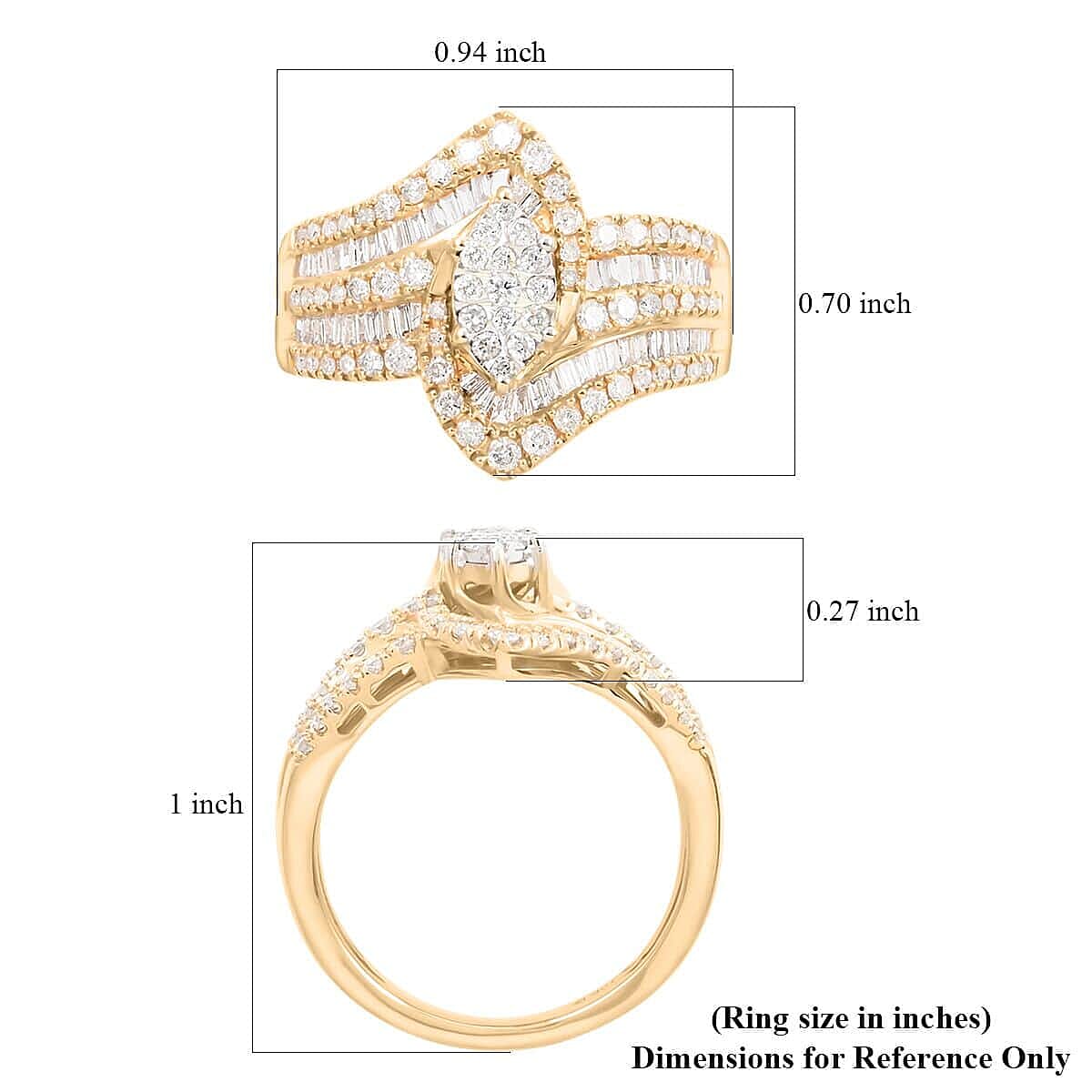 10K Yellow Gold I-J I2-I3 Diamond Ring (Size 6.0) 4.70 Grams 1.00 ctw