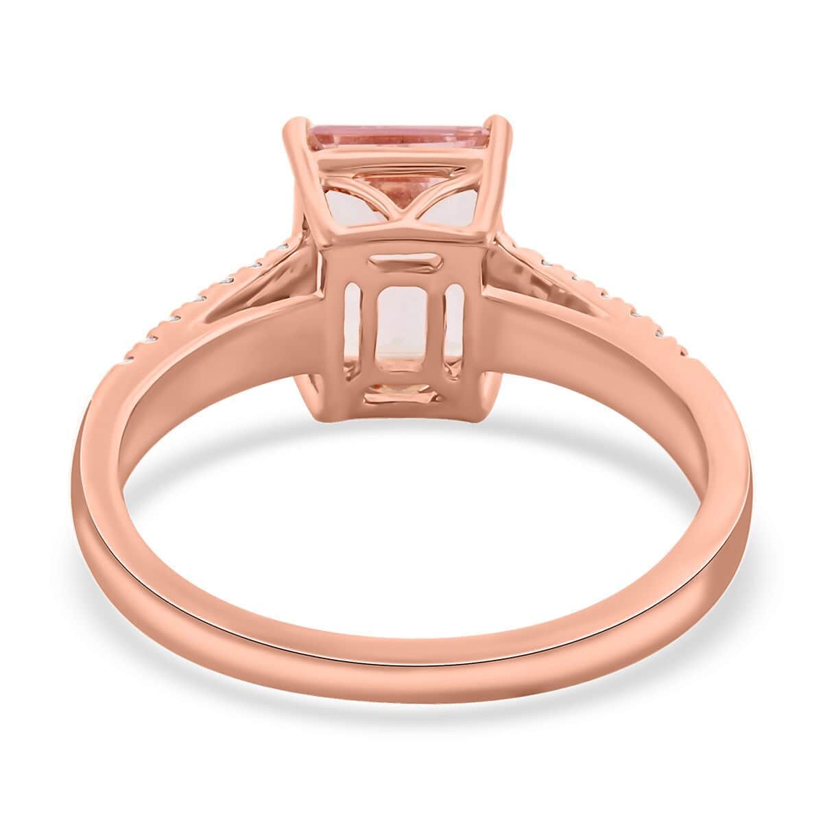 Luxoro 14K Rose Gold AAA Pink Morganite and I2 Diamond Ring 2.35 ctw image number 4