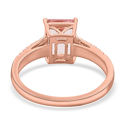 Luxoro 14K Rose Gold AAA Pink Morganite, Diamond (I2) (0.24 cts) Ring (Size 7.0) 2.35 ctw