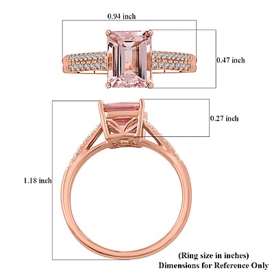 Luxoro 14K Rose Gold AAA Pink Morganite, Diamond (I2) (0.24 cts) Ring (Size 7.0) 2.35 ctw