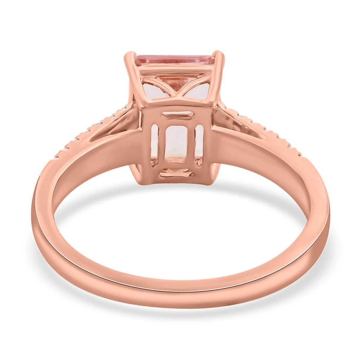 Luxoro 14K Rose Gold AAA Pink Morganite, Diamond (I2) (0.24 cts) Ring (Size 7.5) 2.35 ctw image number 4