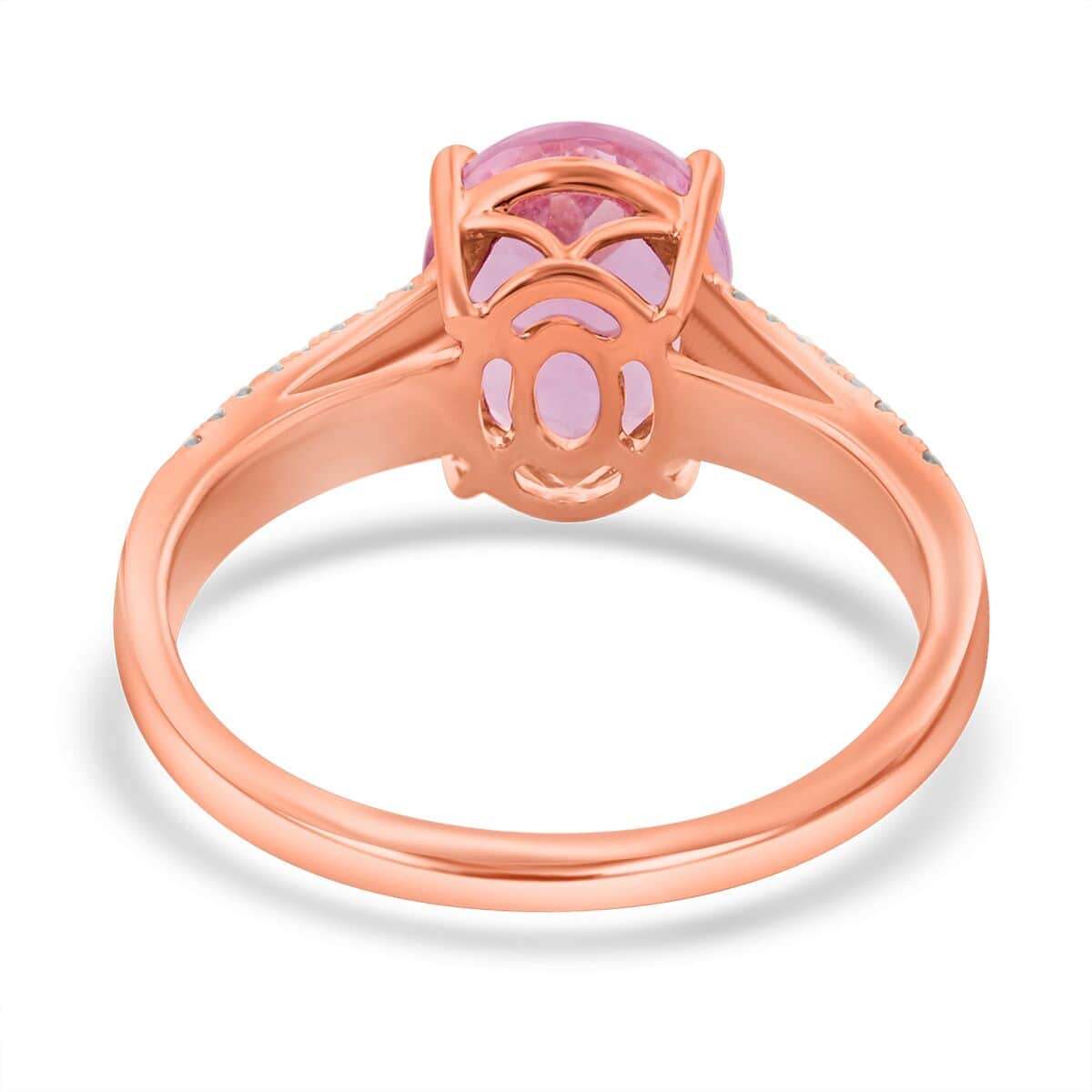 Luxoro 14K Rose Gold AAA Pink Morganite and I2 Diamond Ring (Size 7.0) 2.60 ctw image number 4