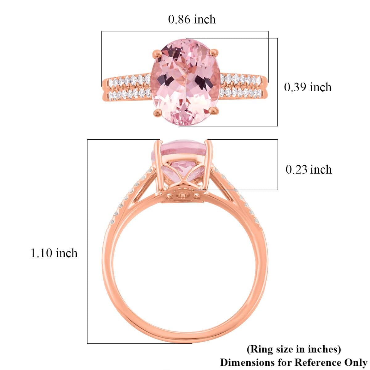 Luxoro 14K Rose Gold AAA Pink Morganite and I2 Diamond Ring (Size 7.0) 2.60 ctw image number 5
