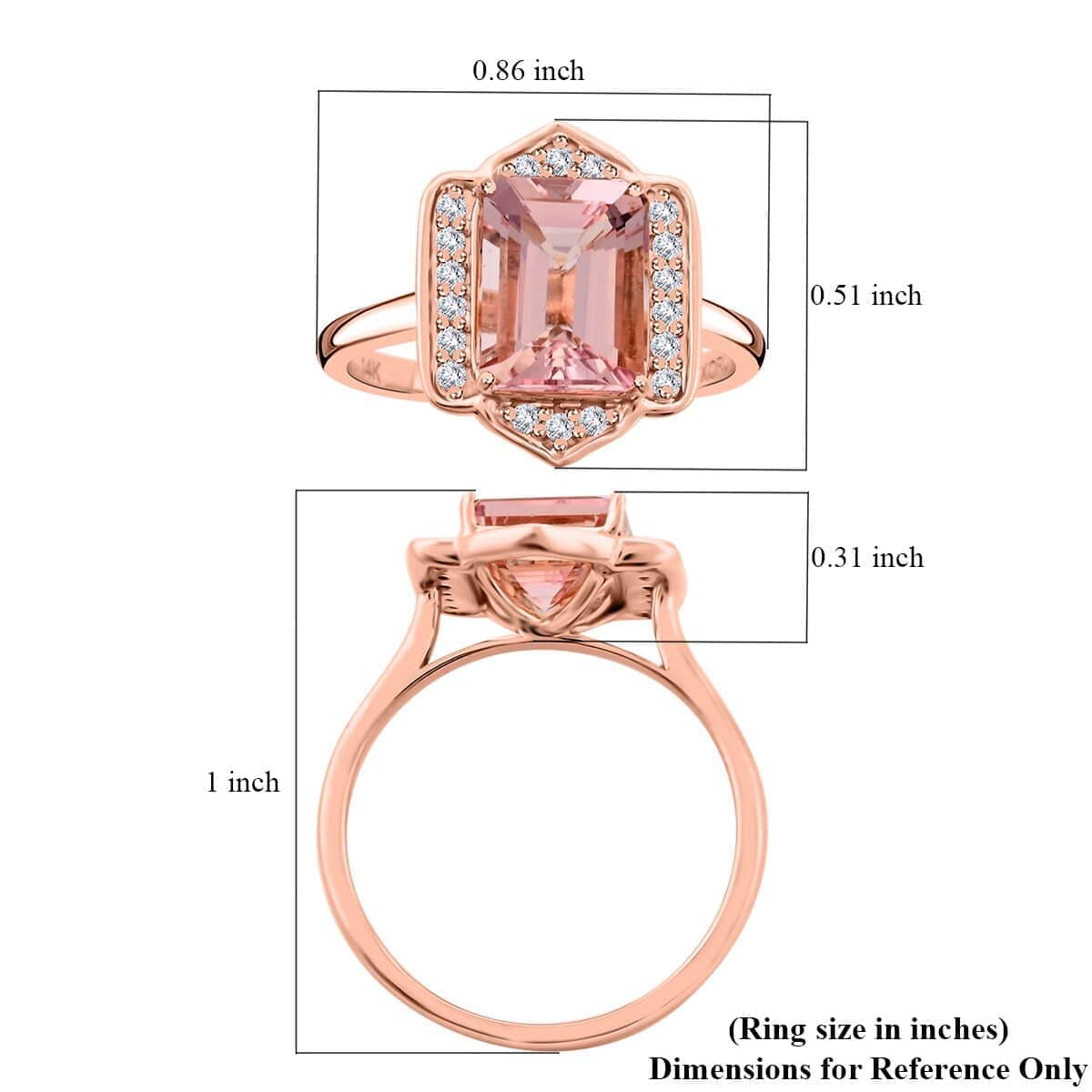 Luxoro 14K Rose Gold AAA Pink Morganite and I2 Diamond Ring (Size 10.0) 2.25 ctw image number 5