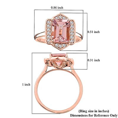 Luxoro 14K Rose Gold AAA Pink Morganite and I2 Diamond Ring (Size 8.0) 2.25 ctw