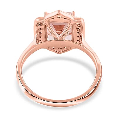 Luxoro 14K Rose Gold AAA Pink Morganite and I2 Diamond Ring (Size 8.0) 2.25 ctw