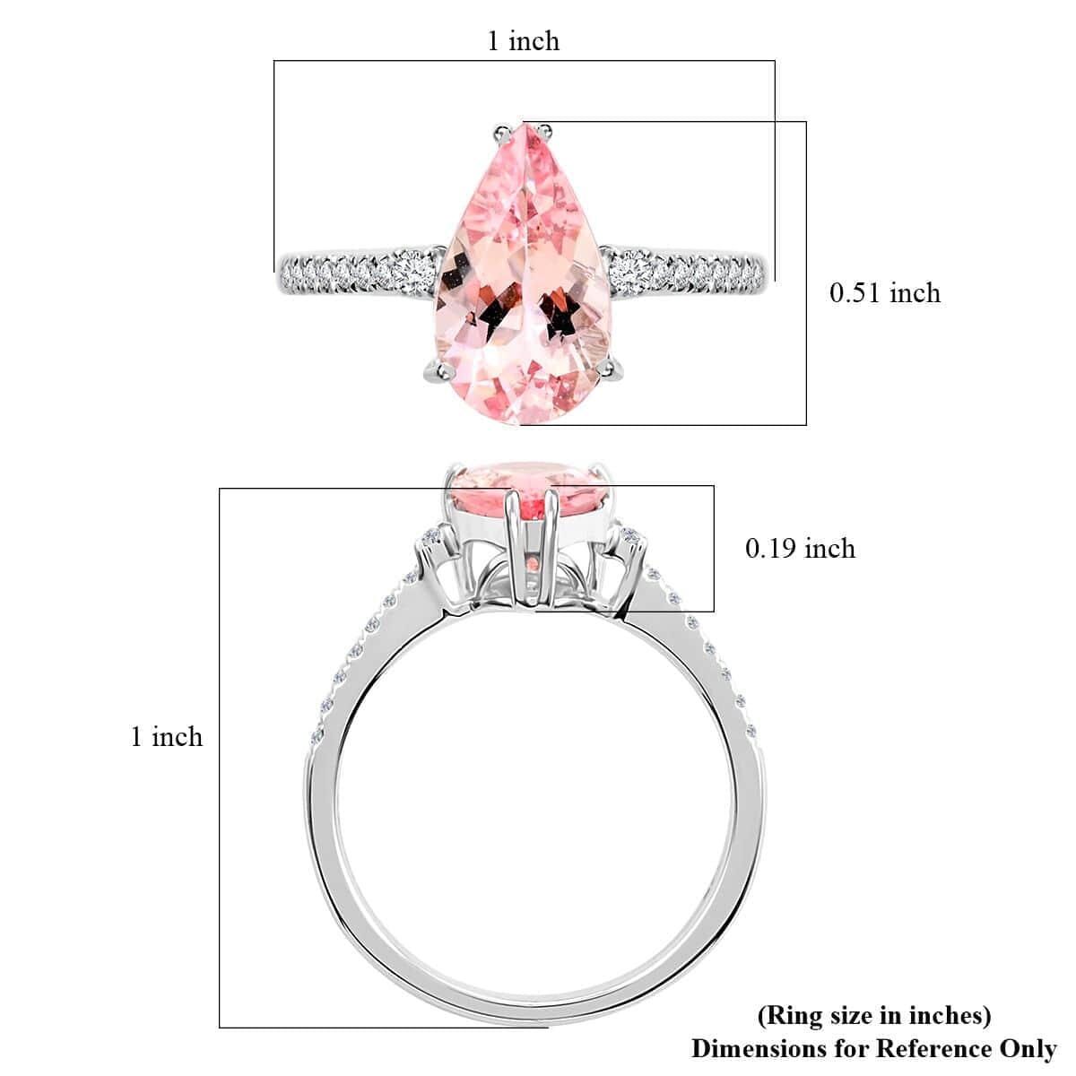 Luxoro 14K White Gold AAA Pink Morganite and I2 Diamond Ring (Size 10.0) 2.15 ctw image number 5