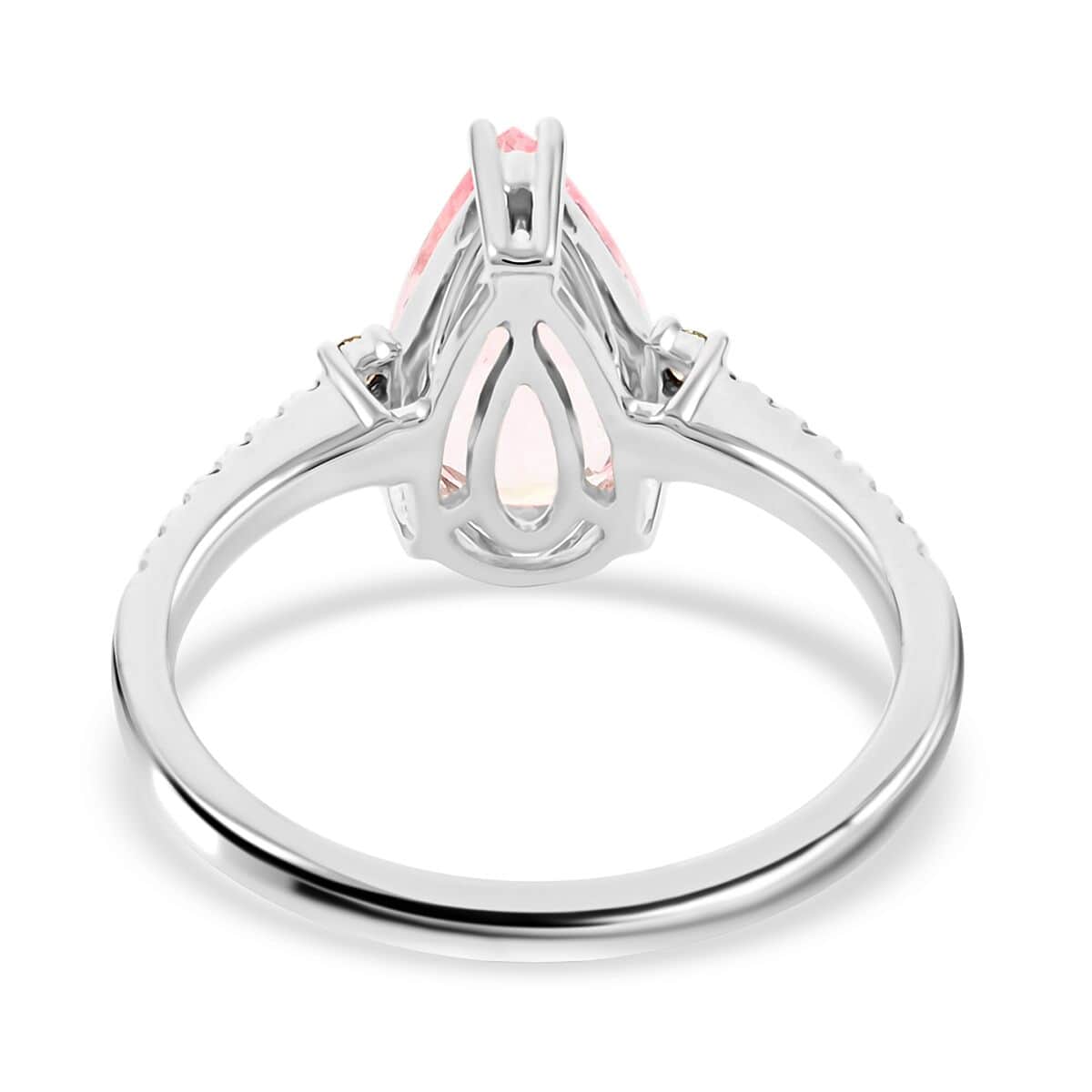 Luxoro 14K White Gold AAA Pink Morganite and I2 Diamond Ring (Size 7.0) 2.15 ctw image number 4