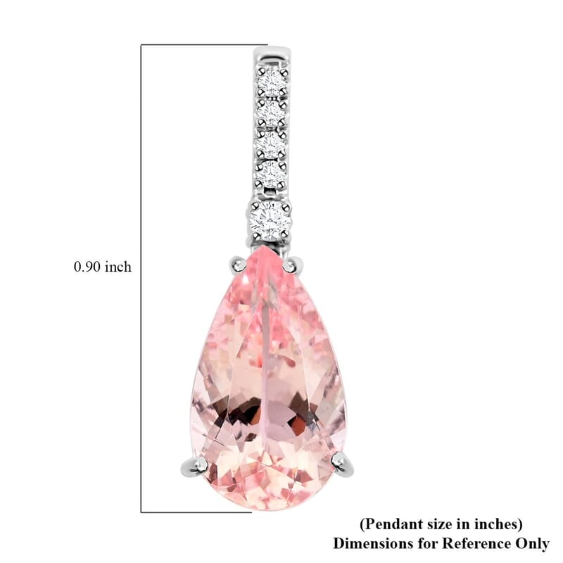 Luxoro 14K White Gold AAA Pink Morganite and I2 Diamond Pendant without Chain 2.00 ctw