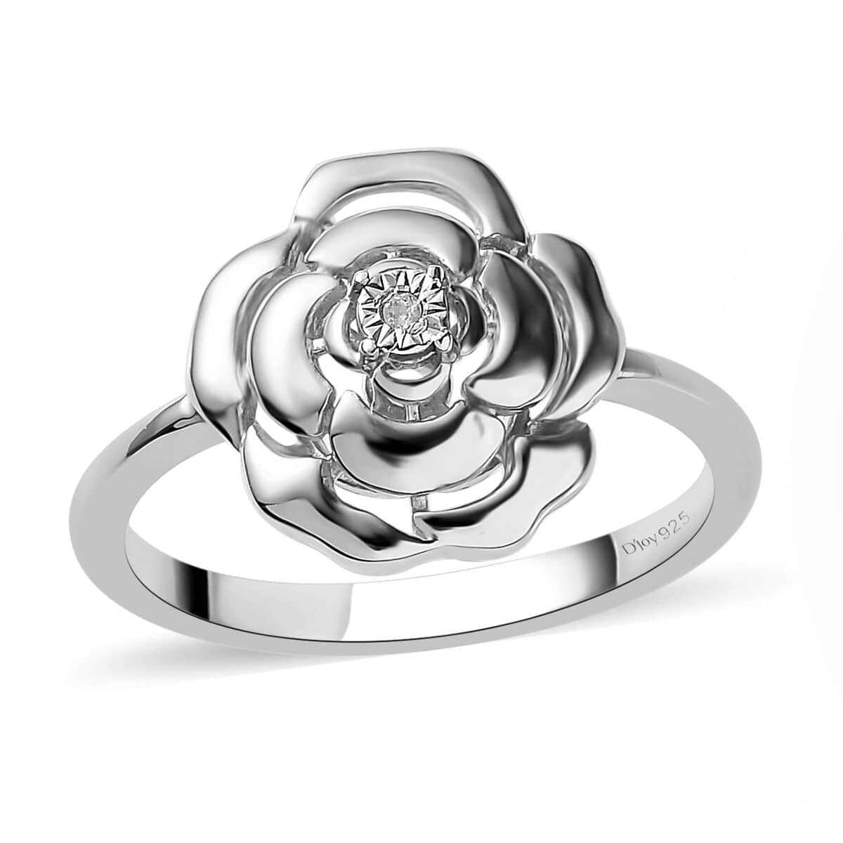 Diamond Accent Floral Ring in Platinum Over Sterling Silver (Size 10.0) image number 0