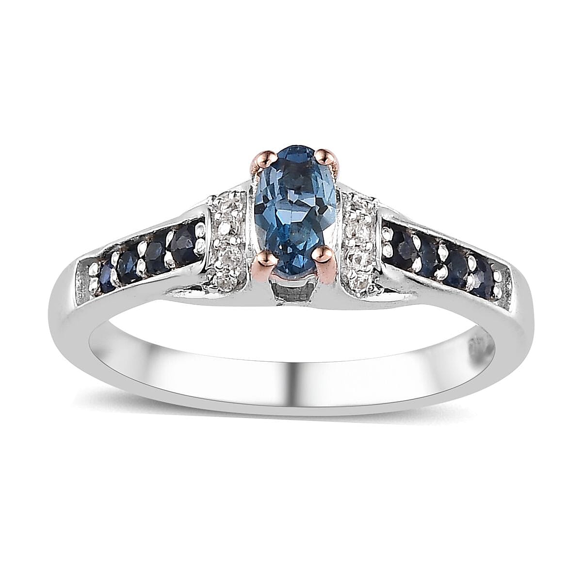 Santa Maria Aquamarine and Multi Gemstone Ring in Vermeil YG and Platinum Over Sterling Silver (Size 10.0) 0.50 ctw
