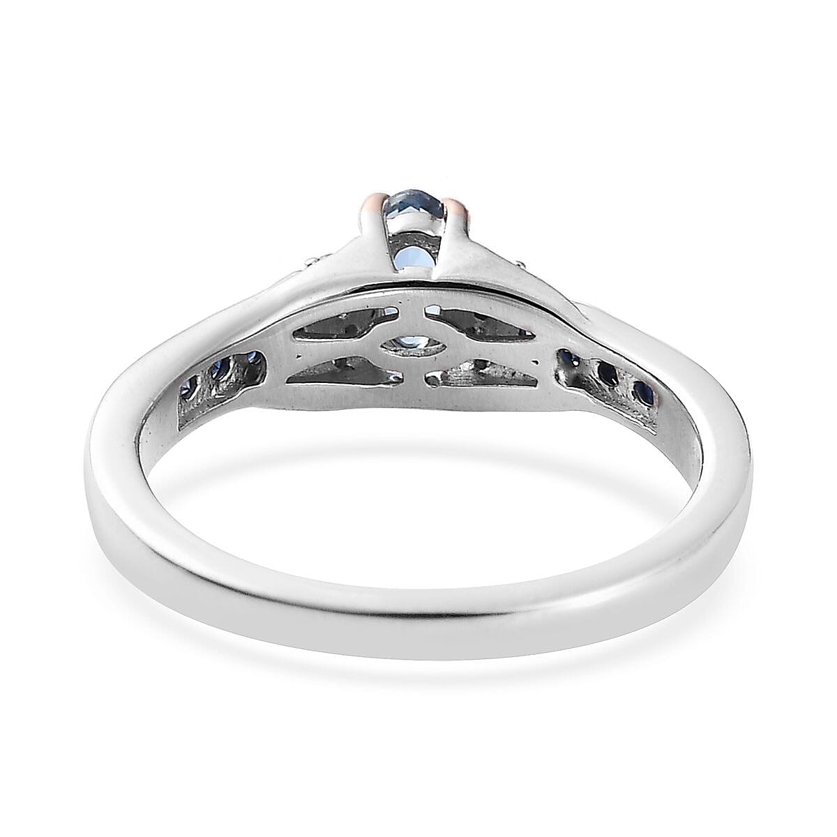 Santa Maria Aquamarine and Multi Gemstone Ring in Vermeil YG and Platinum Over Sterling Silver (Size 10.0) 0.50 ctw