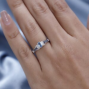 Santa Maria Aquamarine and Multi Gemstone Ring in Vermeil YG and Platinum Over Sterling Silver (Size 7.0) 0.50 ctw