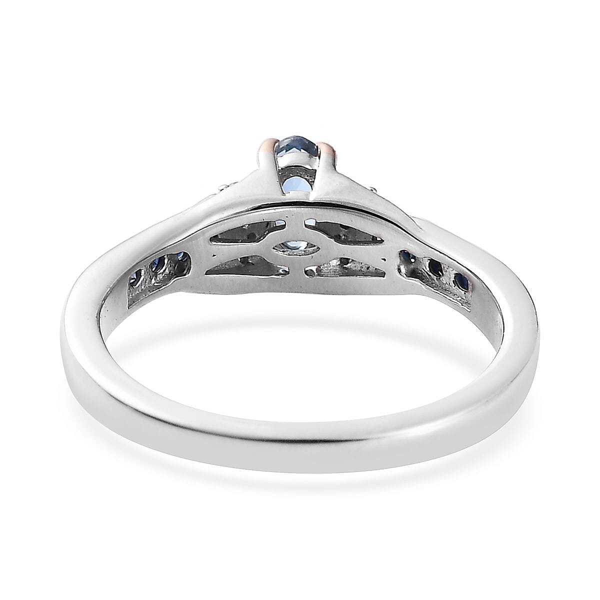 Santa Maria Aquamarine and Multi Gemstone Ring in Vermeil YG and Platinum Over Sterling Silver (Size 7.0) 0.50 ctw image number 4